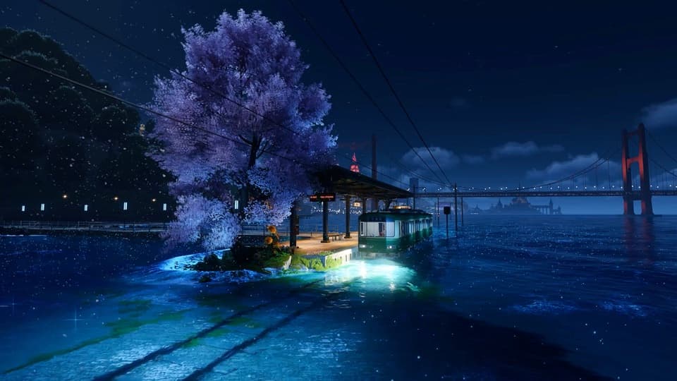 train station night sky neverness to everness — Nature live wallpaper for Mac