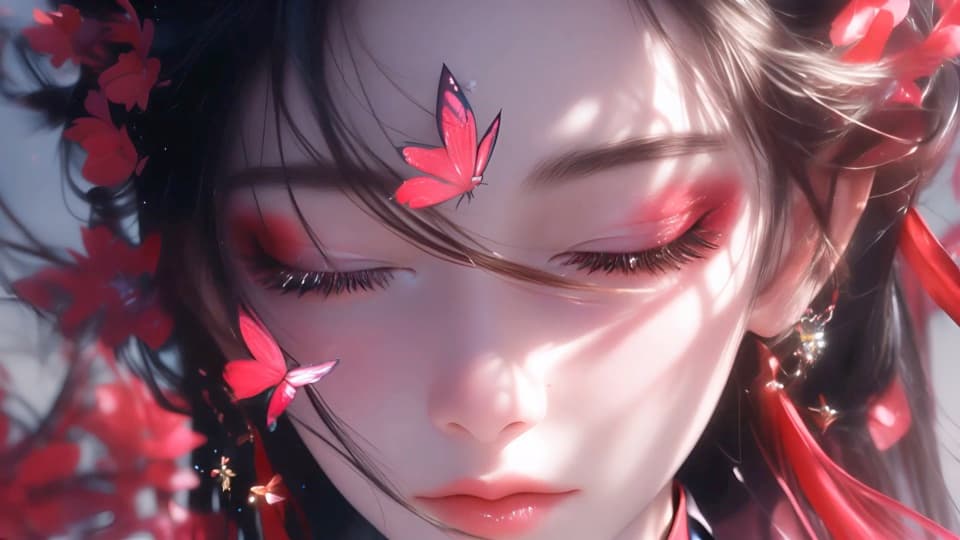 chinese fantasy girl crimson — Anime live wallpaper for Mac