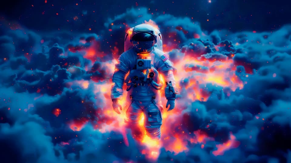 Adstronaut in Thunder cloud — Sci-fi live wallpaper for Mac