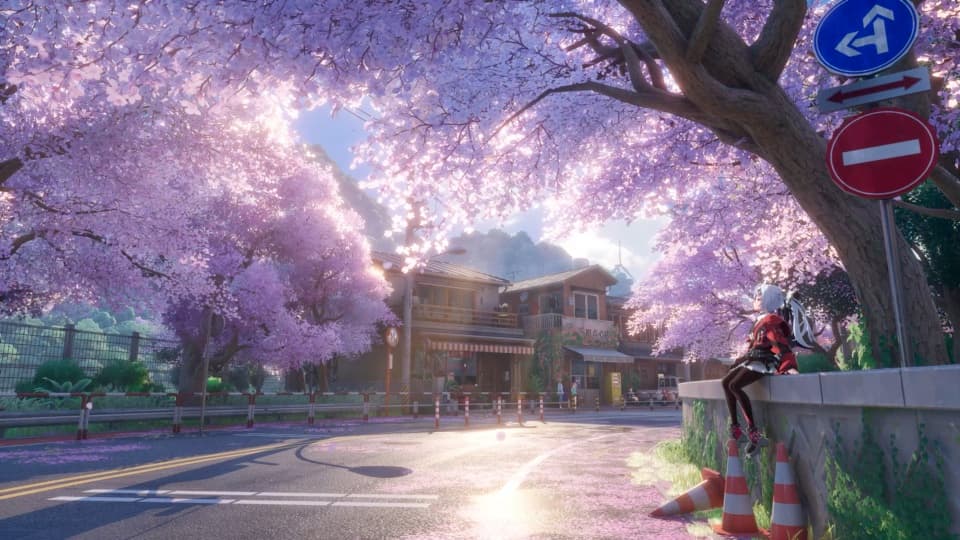 Japanese Street Cherry Blossom — Anime live wallpaper for Mac