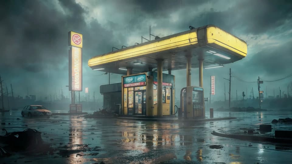 Abondened Gas Station — Nature live wallpaper for Mac