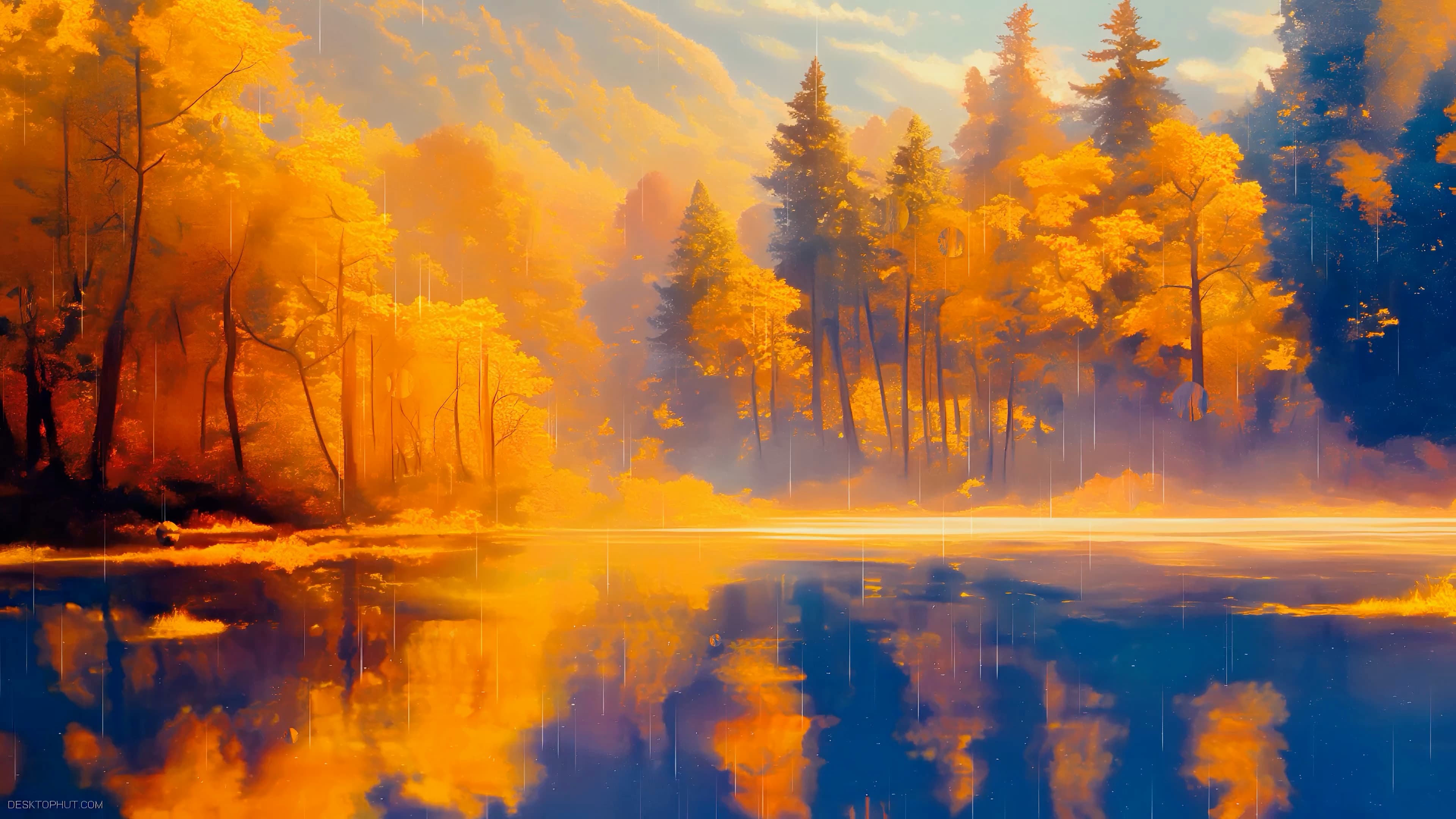Aesthetic Orange Autumn Forest — Nature live wallpaper for Mac