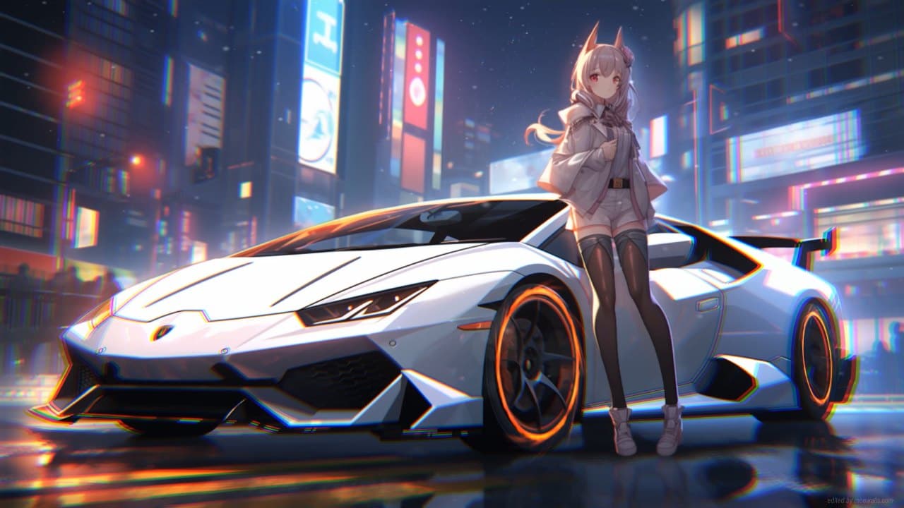 Anime Girl and Lamborghini — Anime live wallpaper for Mac