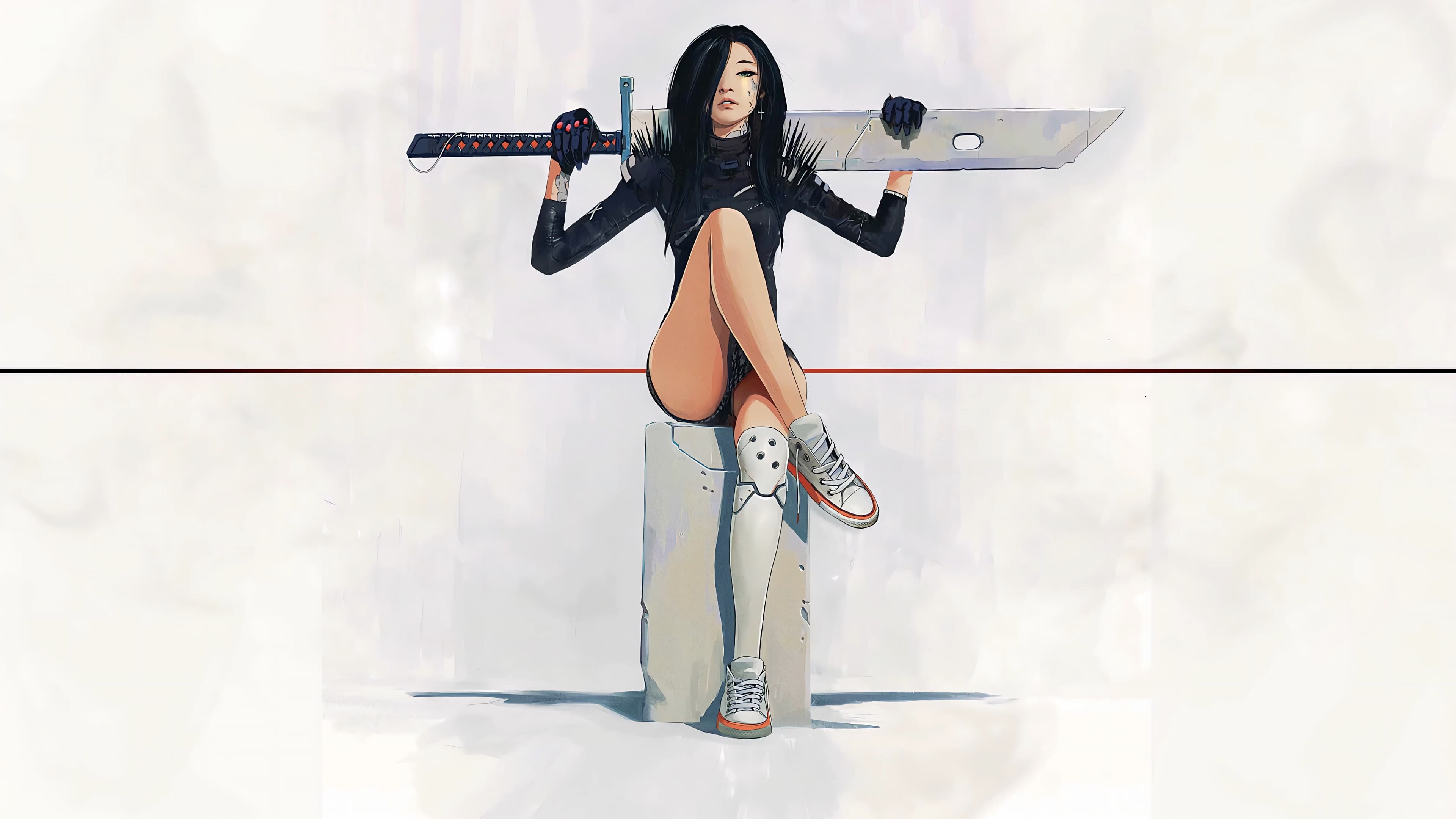 Anime Warrior Girl — Anime live wallpaper for Mac