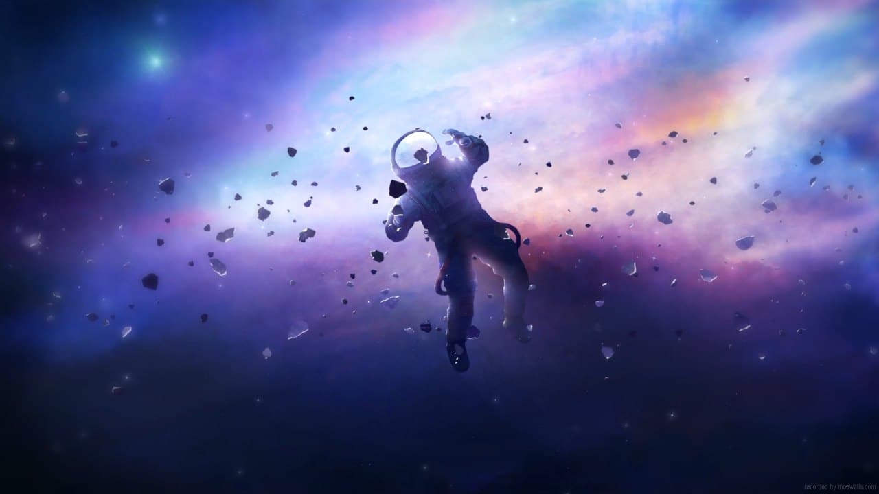 Astronaut in Nebula Drift — Space live wallpaper for Mac