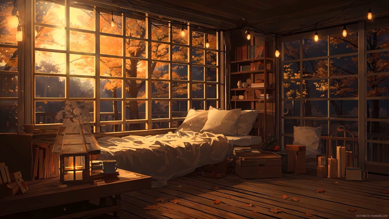 Autumn Cabin Bedroom — Nature live wallpaper for Mac