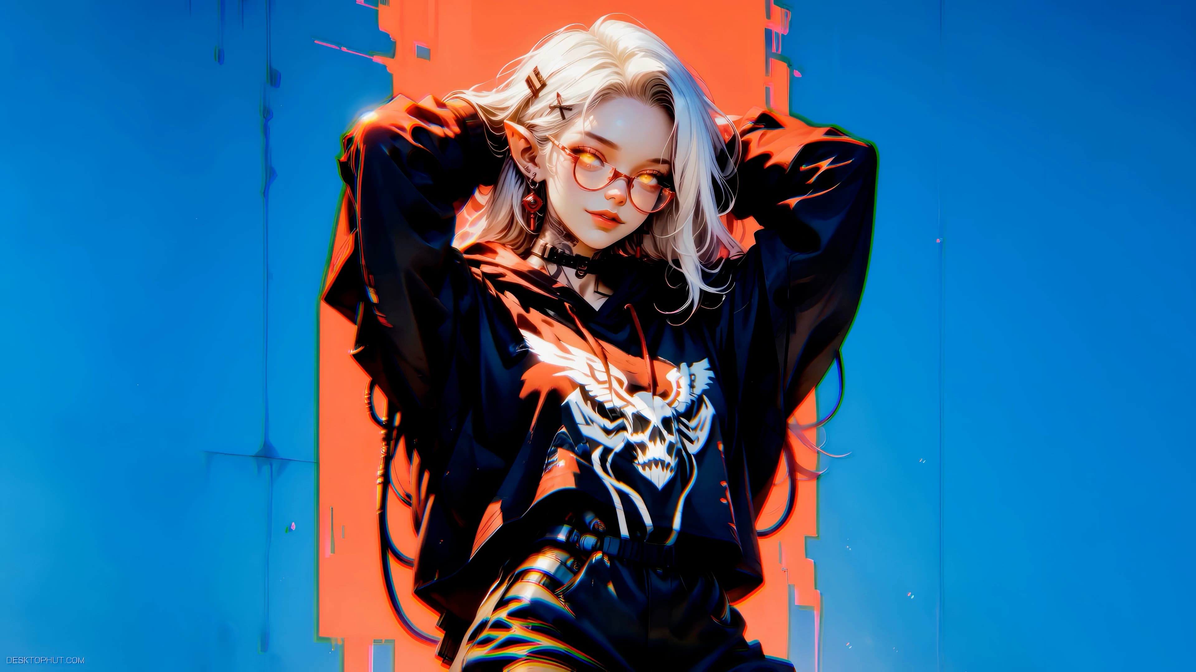 Cyberpunk Elf Girl — Sci-fi live wallpaper for Mac