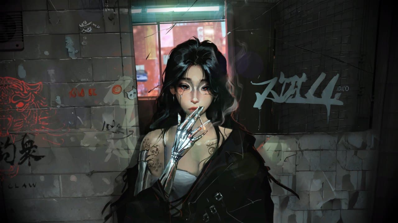 Cyberpunk Girl Portrait — Anime live wallpaper for Mac