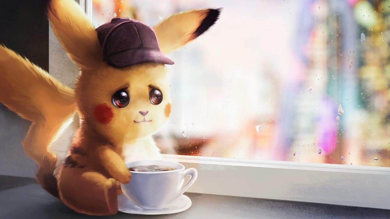 Detective Pikachu Coffee Break — Anime live wallpaper for Mac