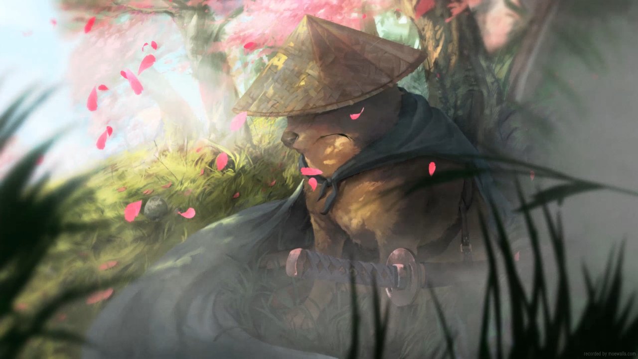 Doge Samurai Resting — Anime live wallpaper for Mac
