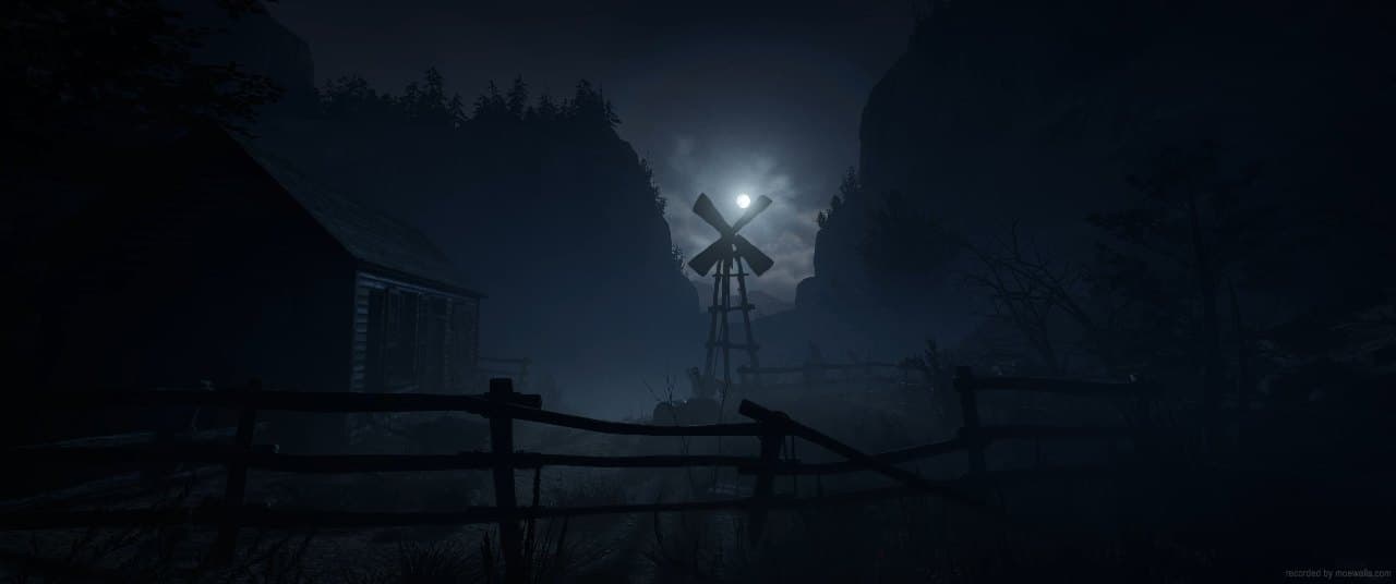Eerie Moonlit Windmill — Nature live wallpaper for Mac