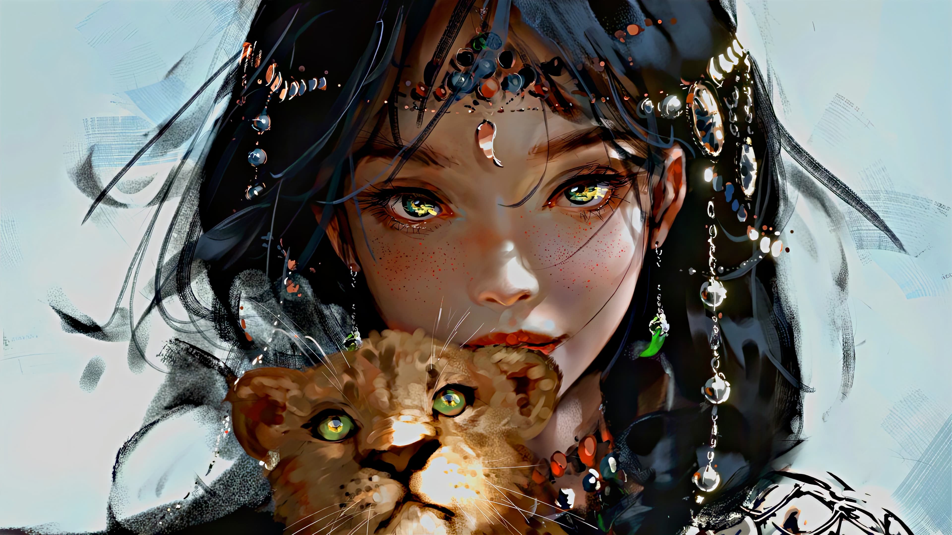 Girl With Leopard — Cats live wallpaper for Mac