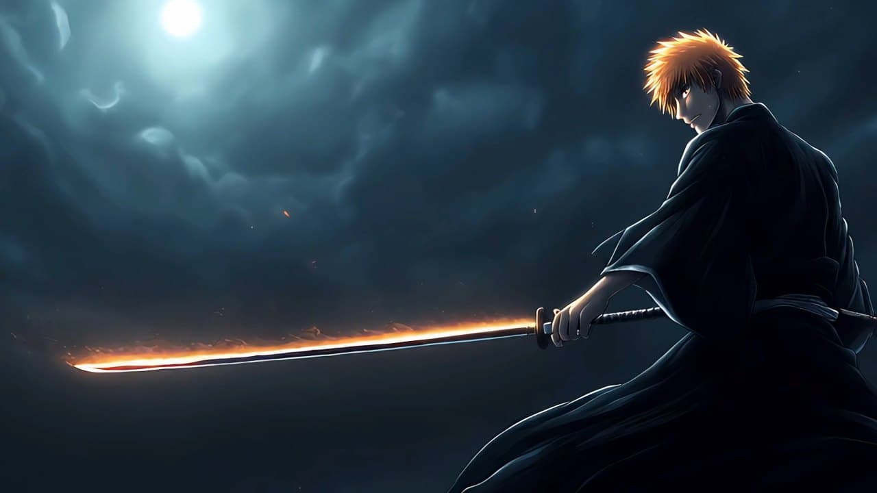 Ichigo with Burning Katana — Anime live wallpaper for Mac