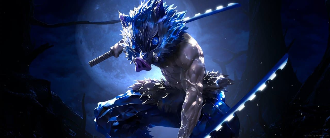 Inosuke Moonlit Stance — Anime live wallpaper for Mac