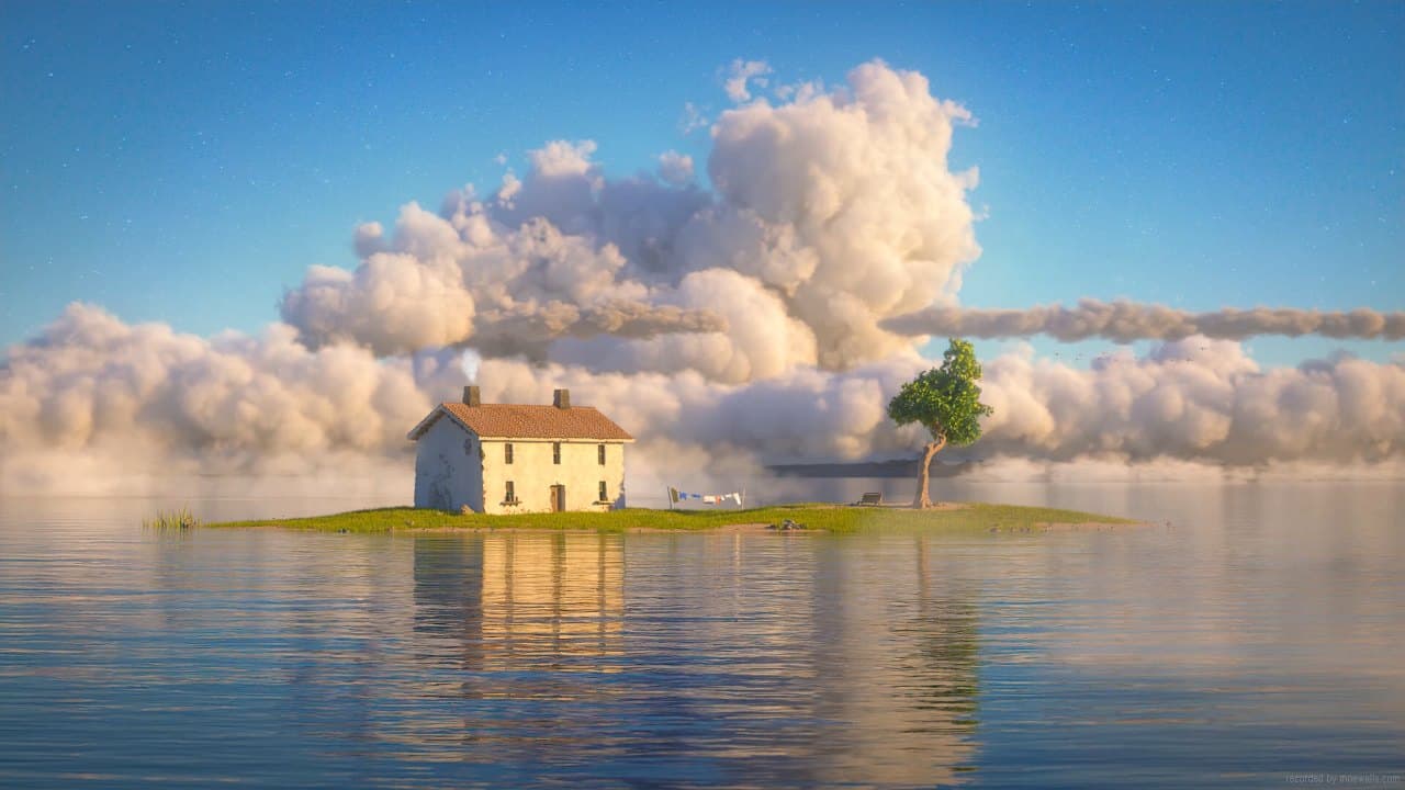 Island Cottage At Dawn — Nature live wallpaper for Mac