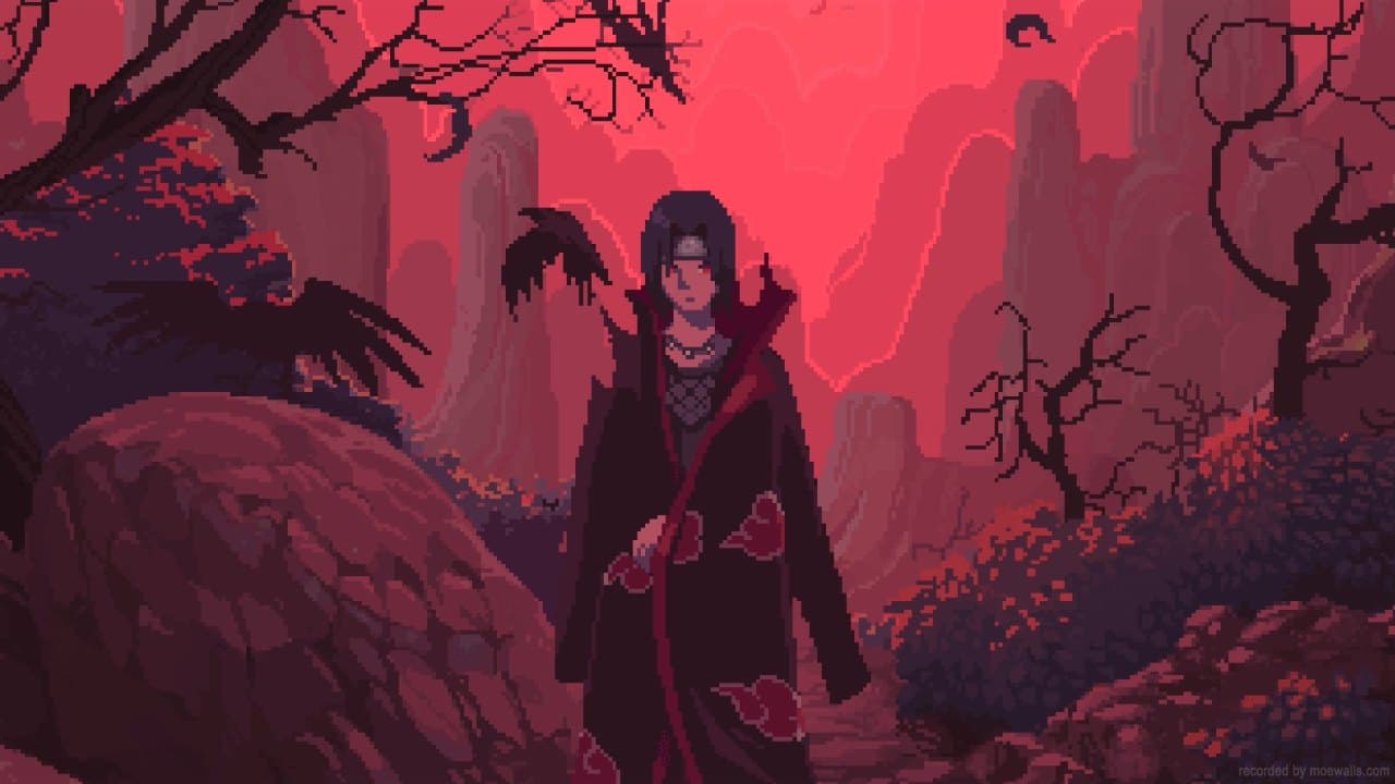 Itachi in Crimson Forest — Anime live wallpaper for Mac