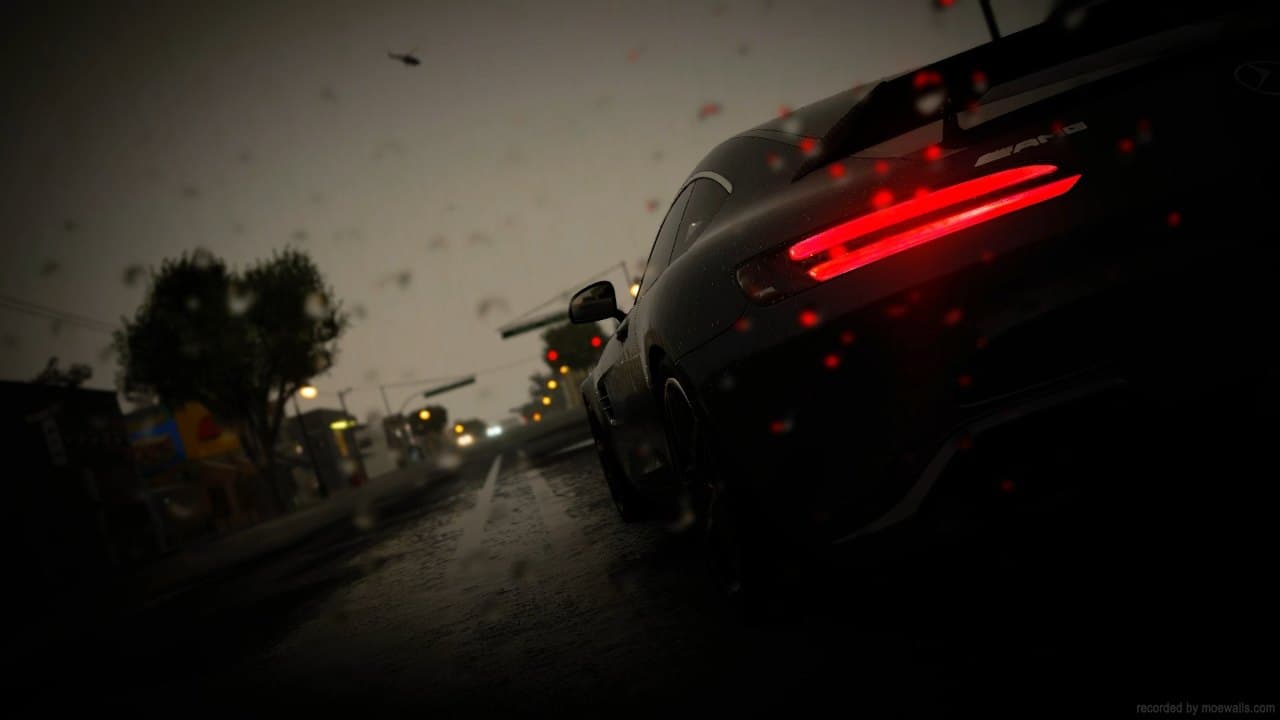 Mercedes-amg Rainy Street — Cars live wallpaper for Mac