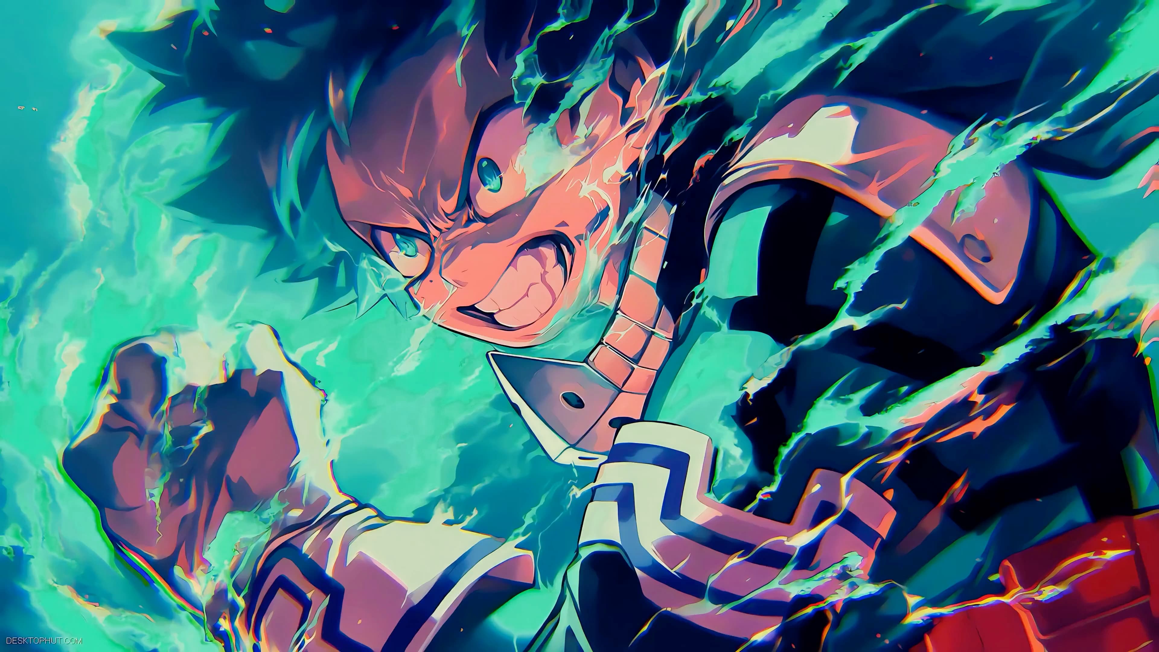 MHA Deku Green Flame — Anime live wallpaper for Mac