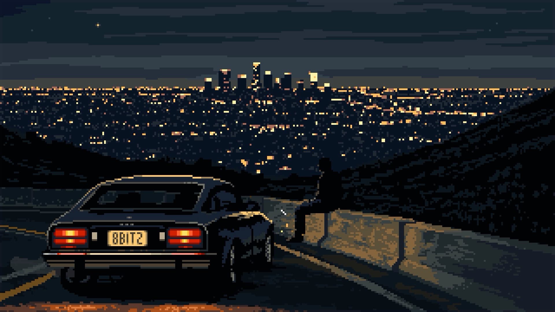 Midnight Drive, City Lights (Pixel) — City live wallpaper for Mac