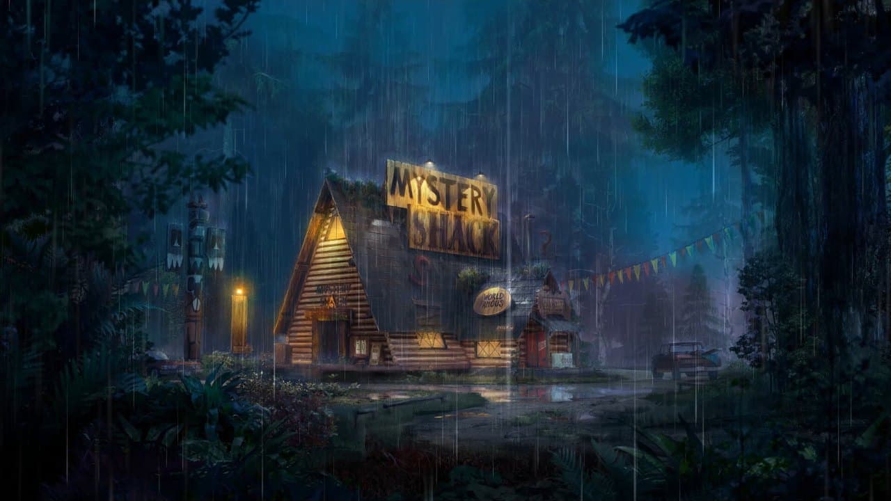 Mystery Shack in Rain — Anime live wallpaper for Mac