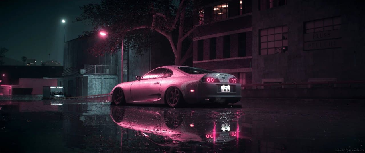 Neon Supra in Rain — Cars live wallpaper for Mac