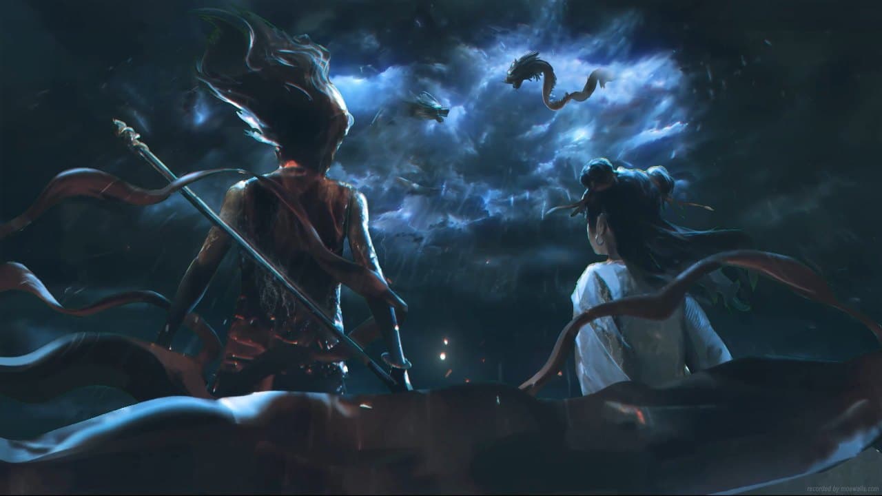 Nezha and Dragon King Duel — Fantasy live wallpaper for Mac