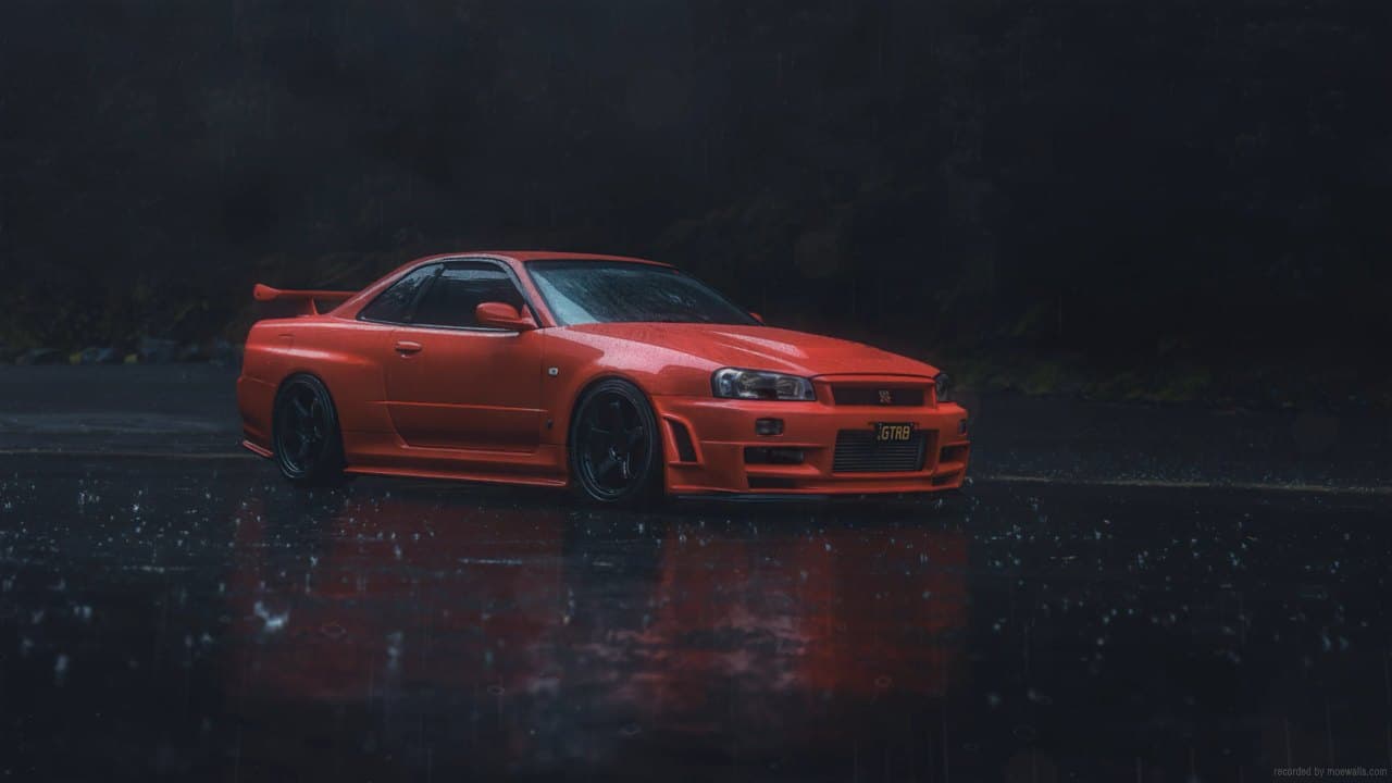 Nissan Skyline in Rain — Cars live wallpaper for Mac
