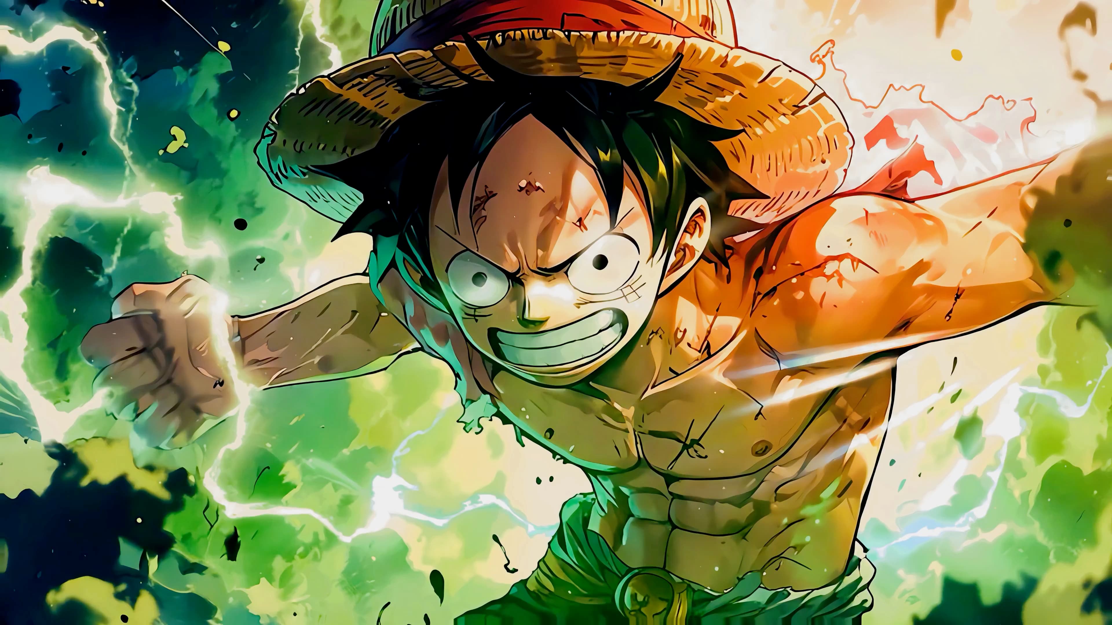 One Piece Luffy Power Burst — Anime live wallpaper for Mac