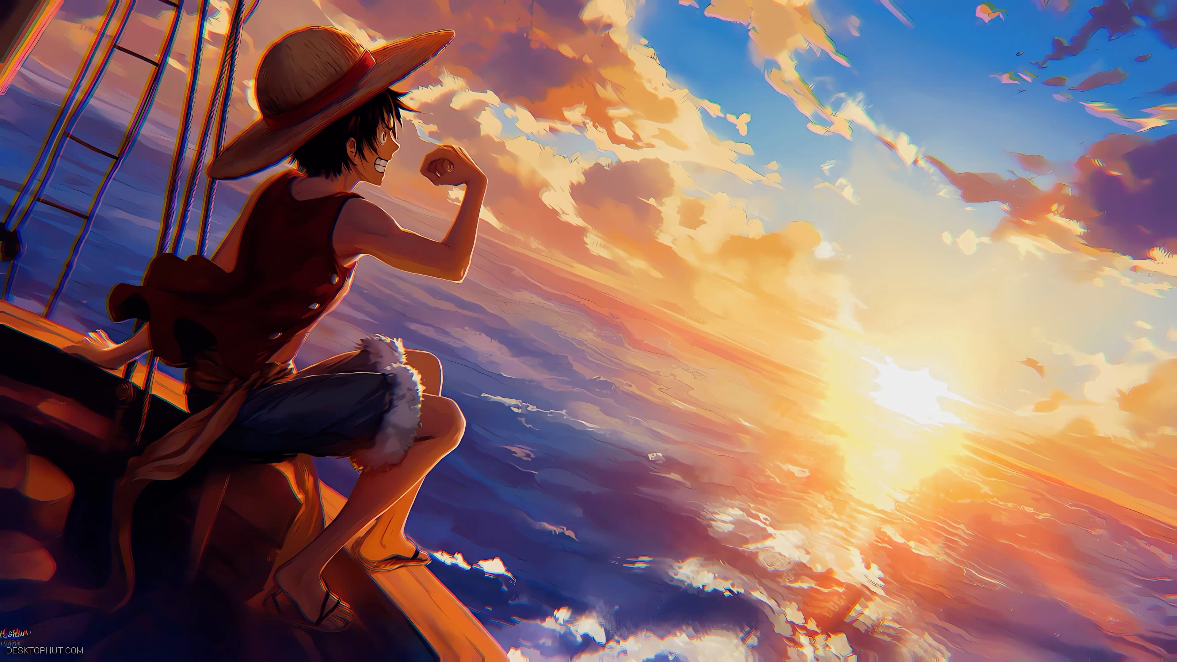 One Piece Luffy Sunset — Anime live wallpaper for Mac