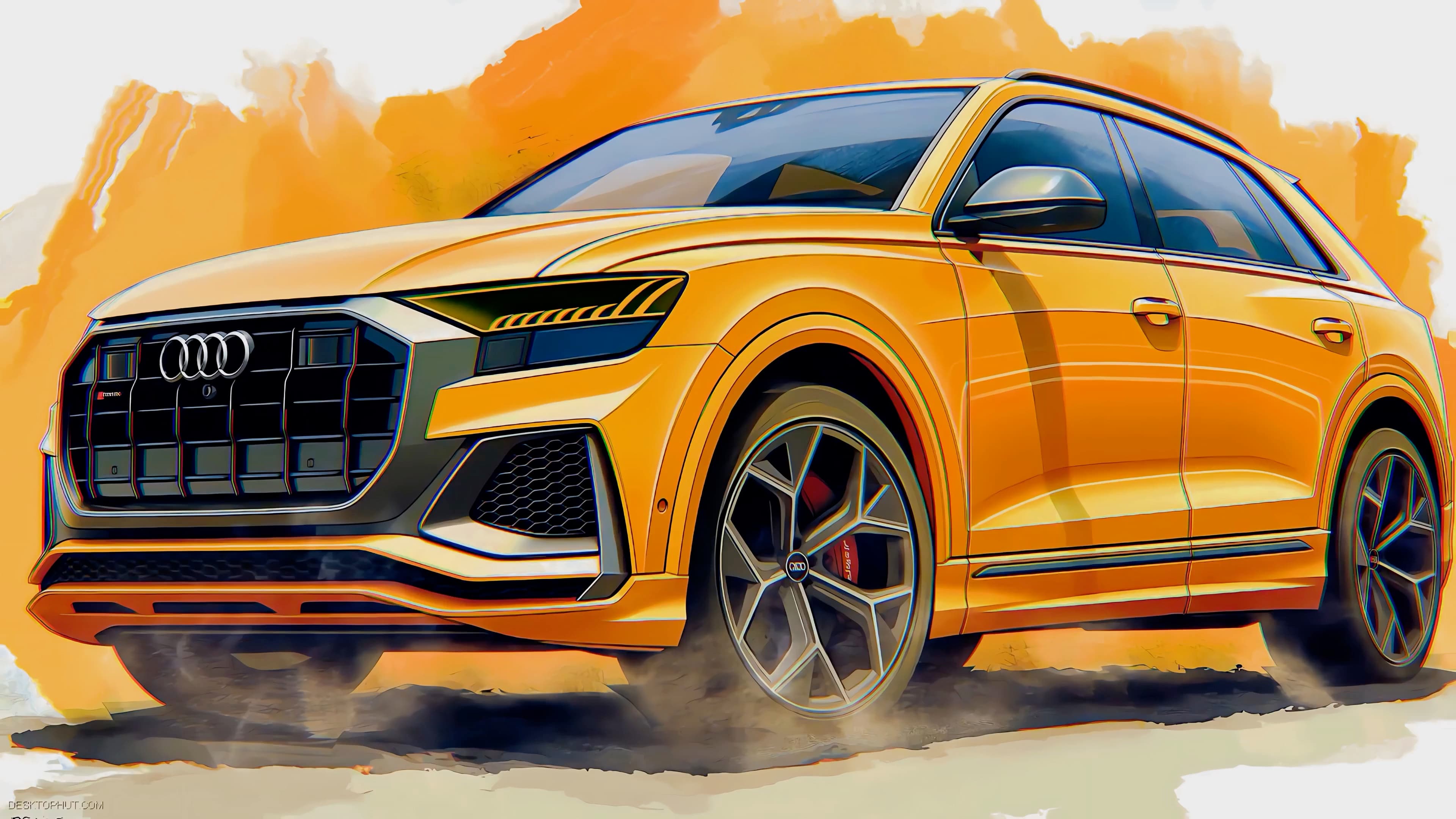 Orange Audi RS Q8 — Cars live wallpaper for Mac
