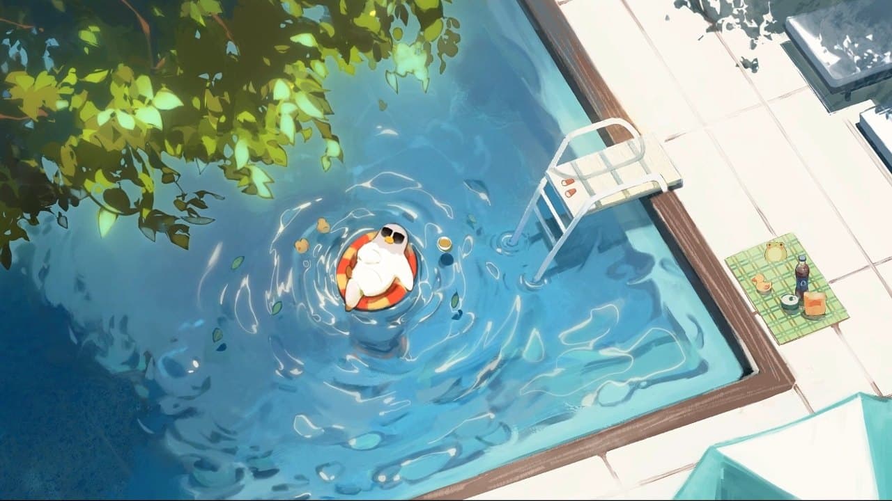 Pigeon At the Pool — Cats live wallpaper for Mac