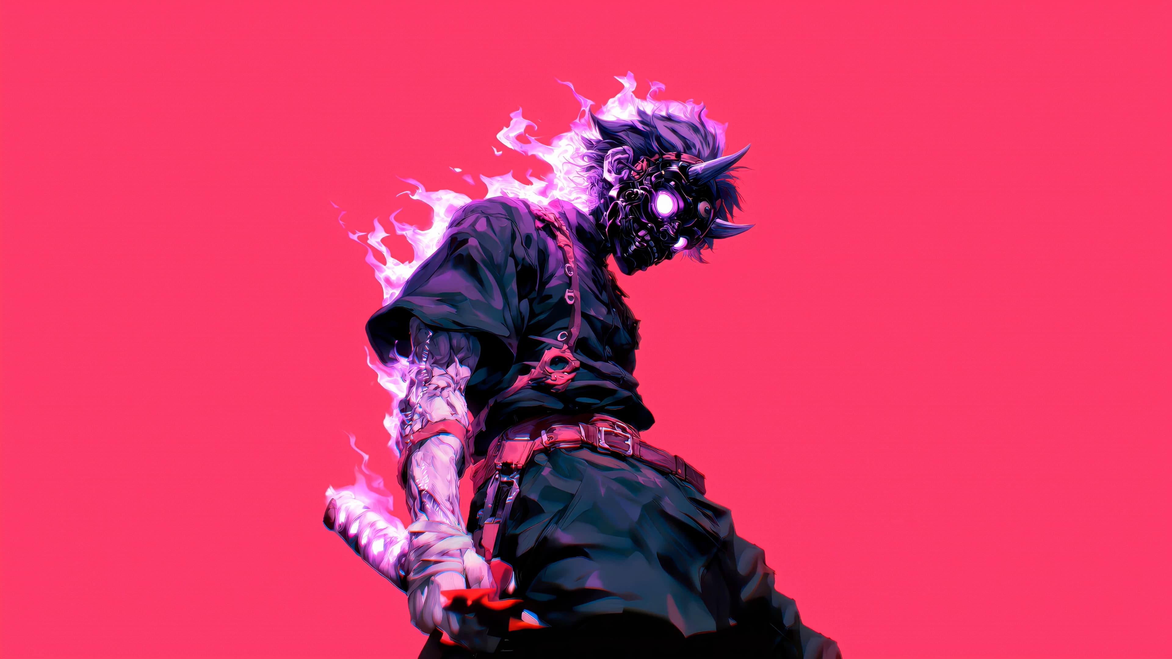 Pink Beast Fighter — Anime live wallpaper for Mac