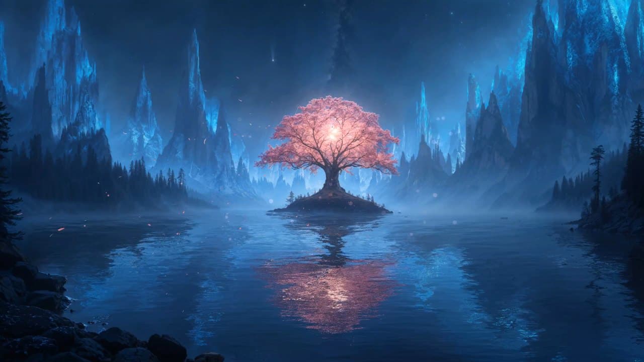 Pink Blossom Lake — Nature live wallpaper for Mac