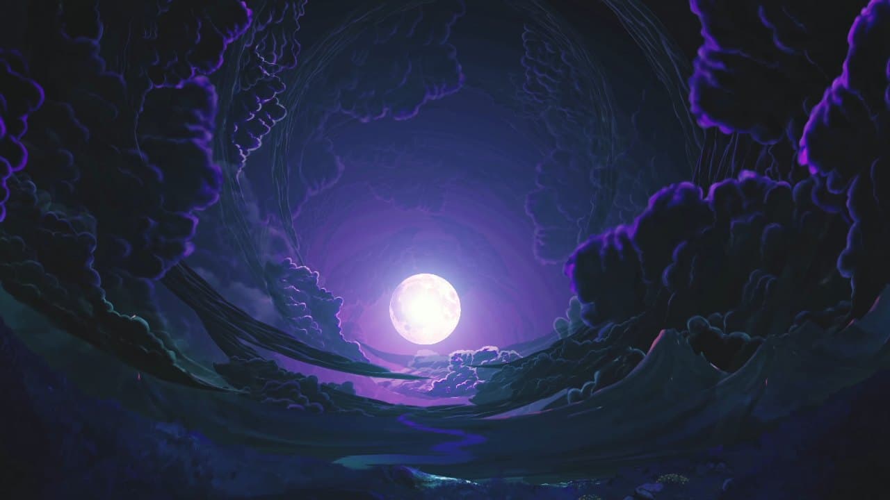 Purple Moonlit Clouds — Space live wallpaper for Mac