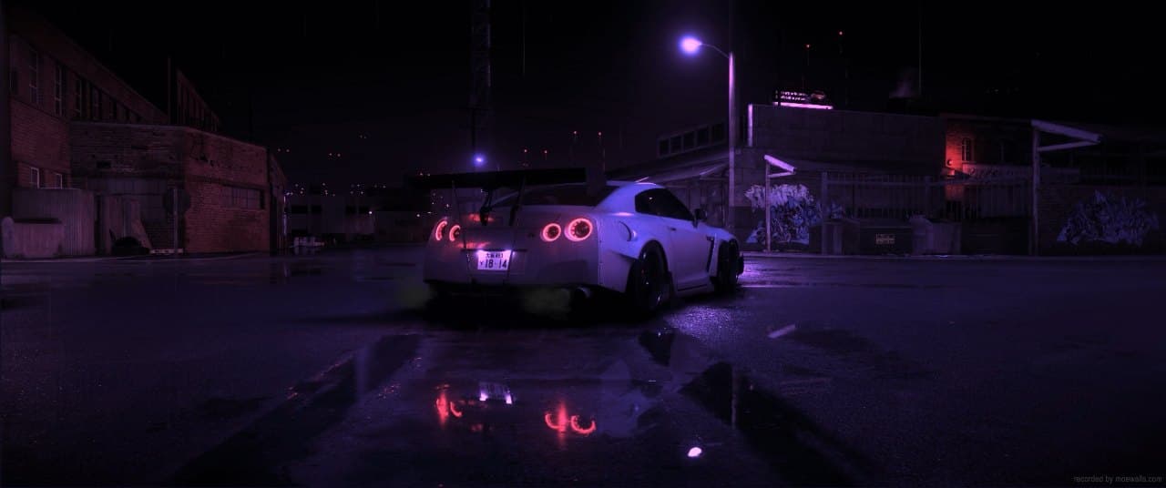 Rainy Neon Gtr — Cars live wallpaper for Mac