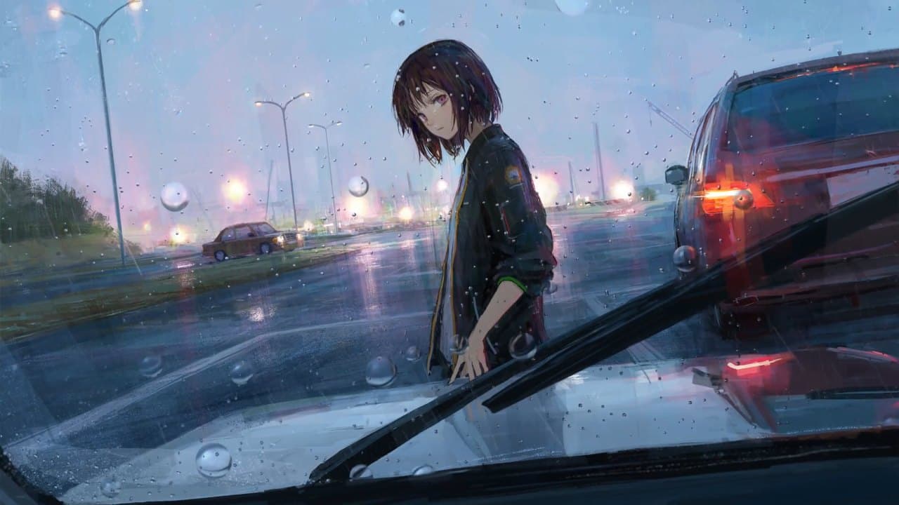 Rainy Street Encounter — Anime live wallpaper for Mac