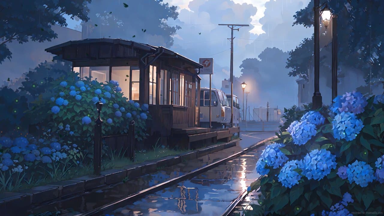 Rainy Train Platform — Nature live wallpaper for Mac