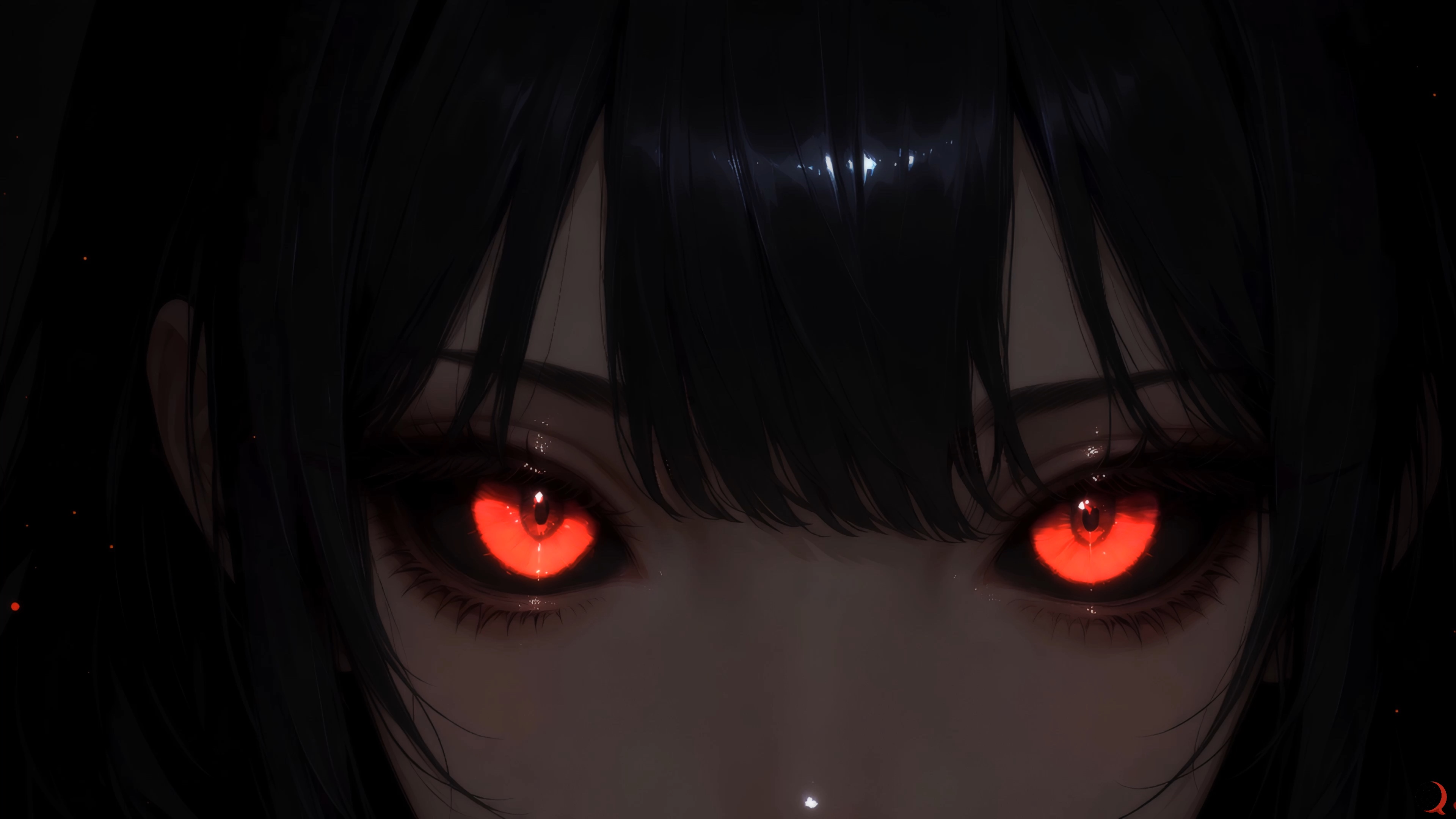Red-Eyed Anime Girl — Anime live wallpaper for Mac