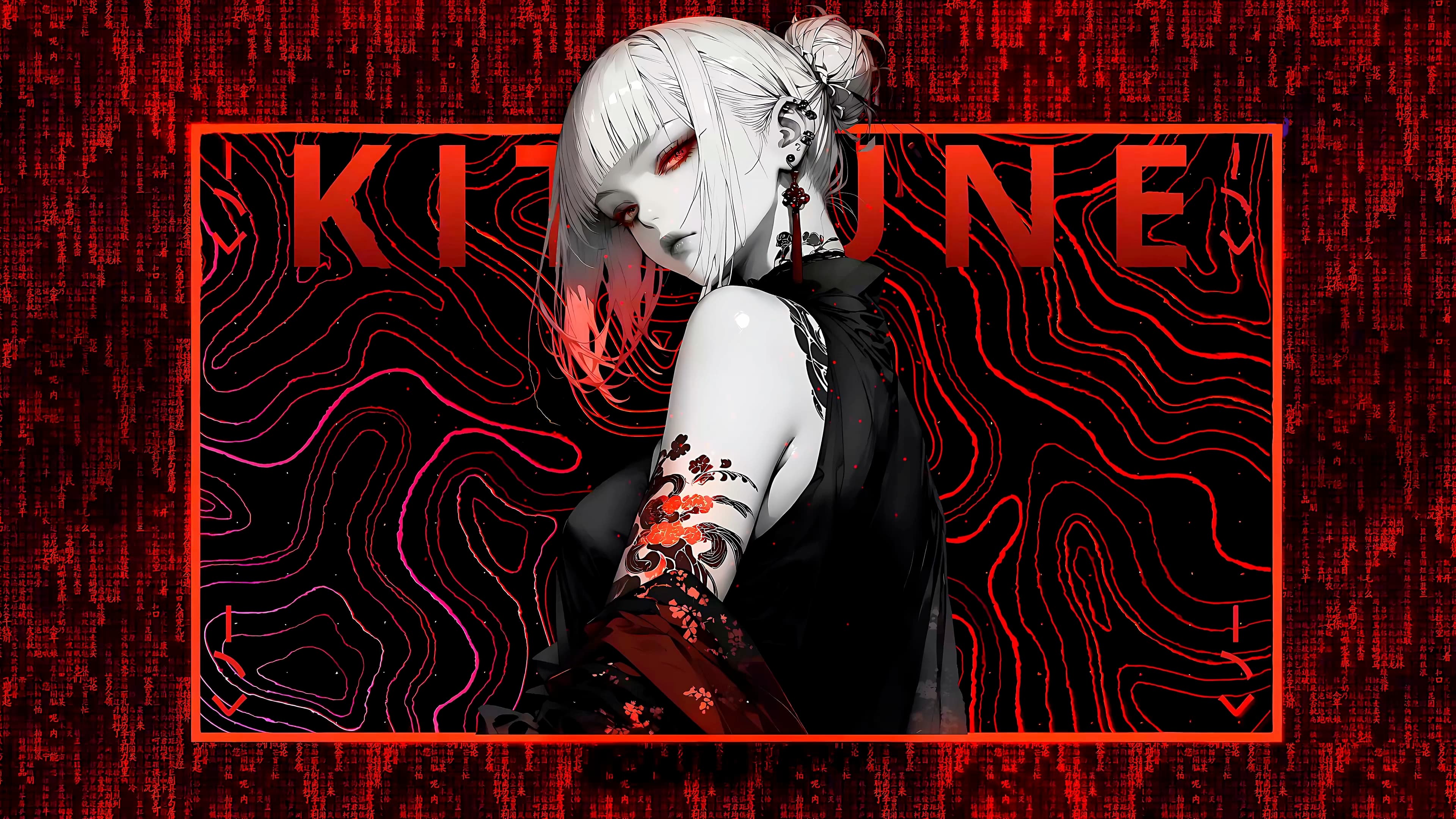 Skinbone Red Portrait — Anime live wallpaper for Mac