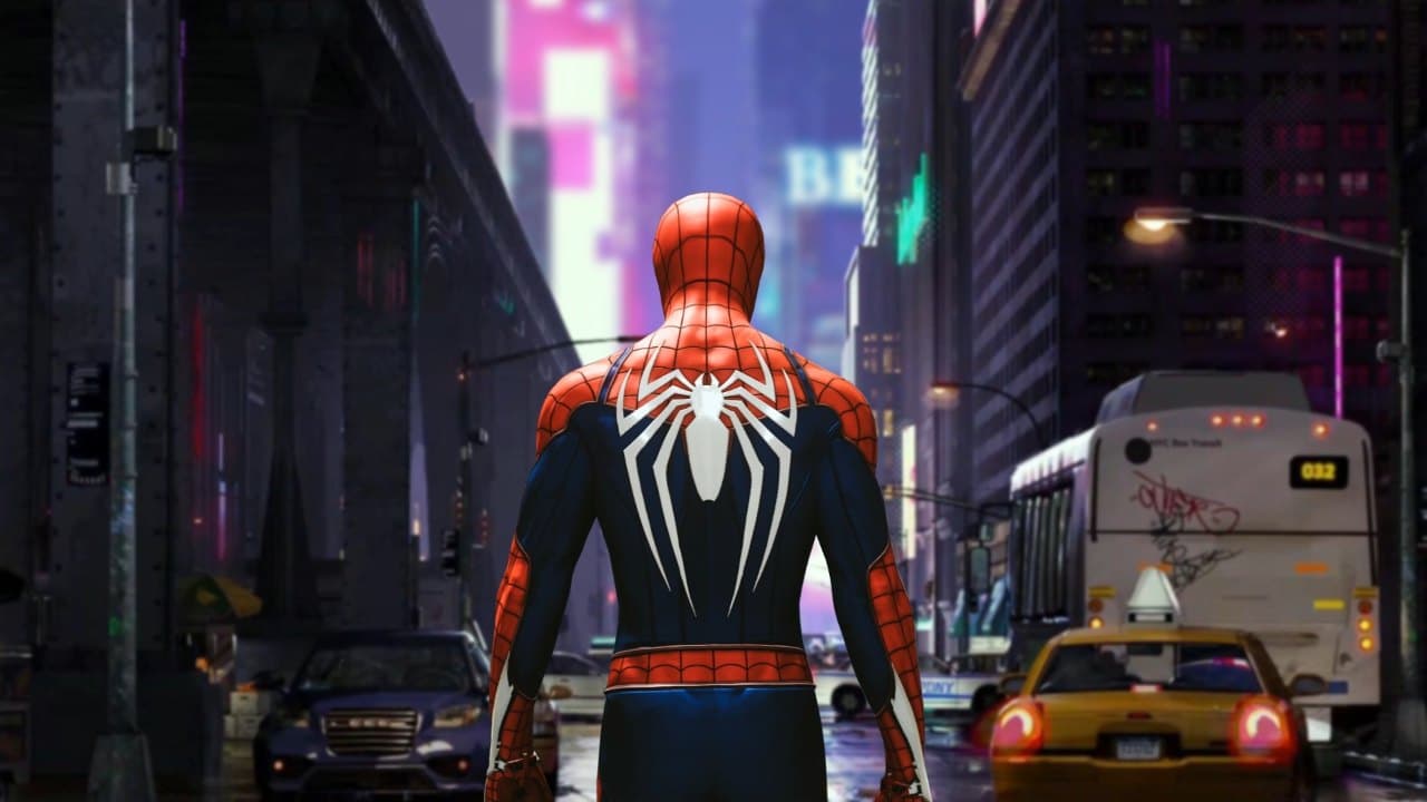 Spider-man in Neon Alley — City live wallpaper for Mac