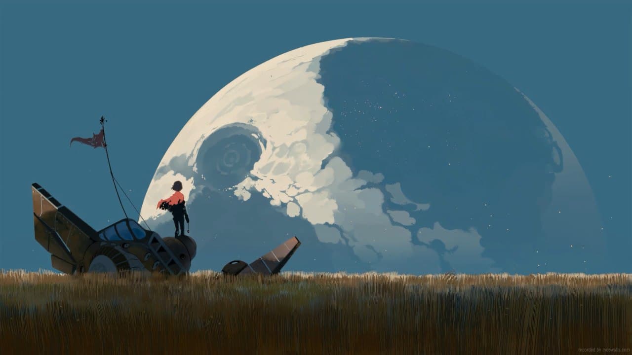 Stranded Moon Wreck — Sci-fi live wallpaper for Mac