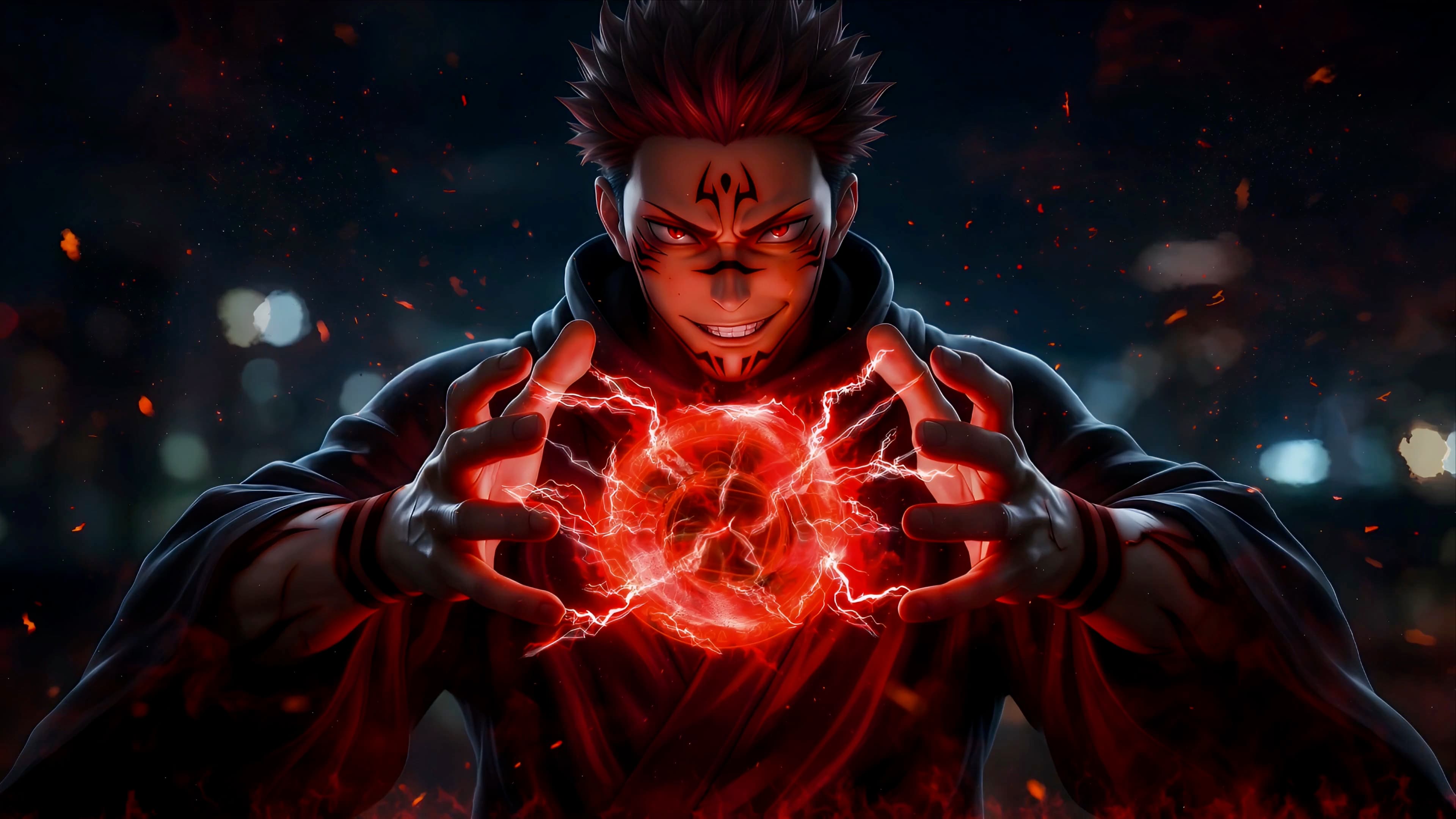 Sukuna Crimson Energy — Anime live wallpaper for Mac