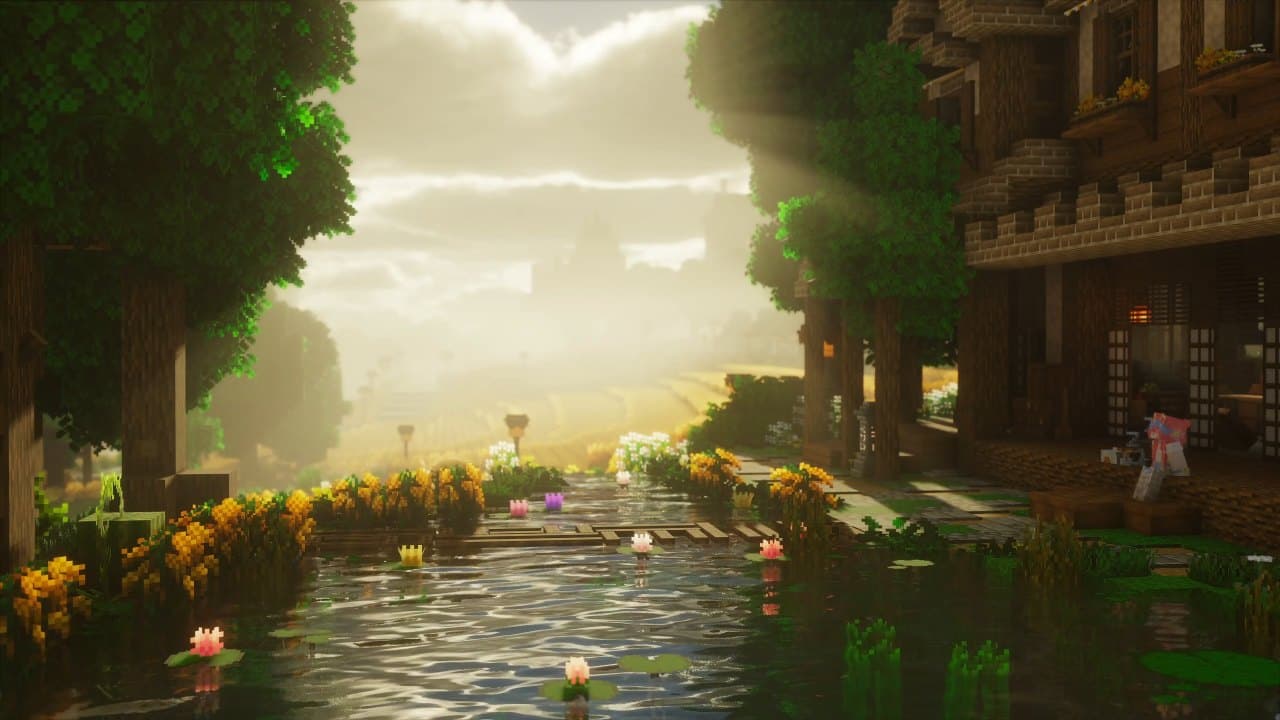 Sunlit Minecraft Lakeside — Video Games live wallpaper for Mac