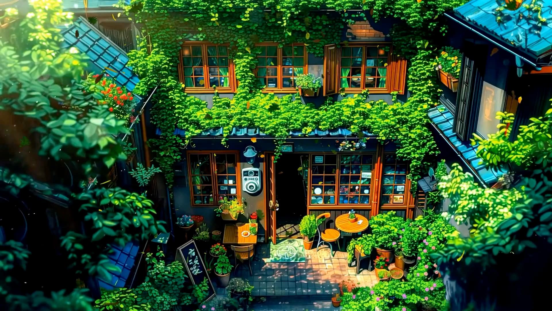 The Hidden Ivy Cafe — City live wallpaper for Mac