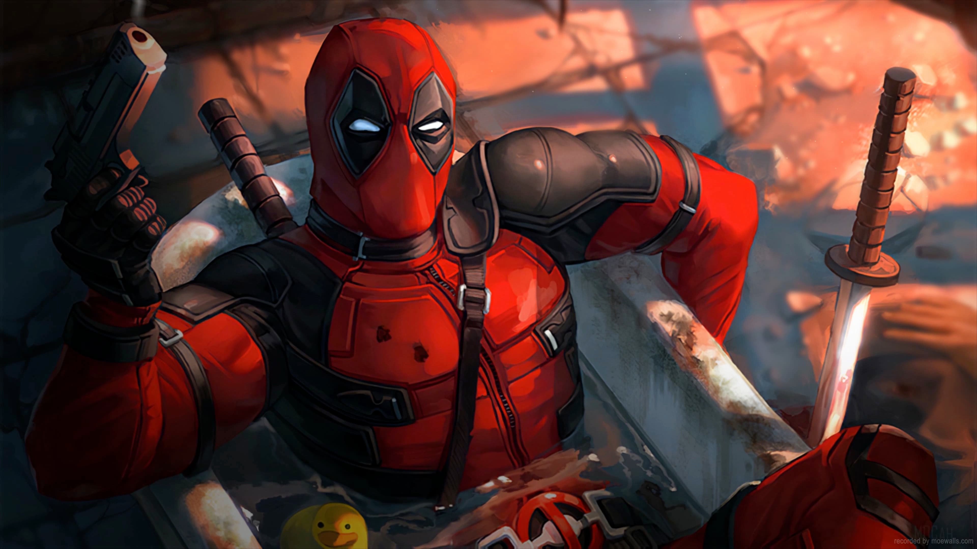 Deadpool Bathing — Sci-fi live wallpaper for Mac
