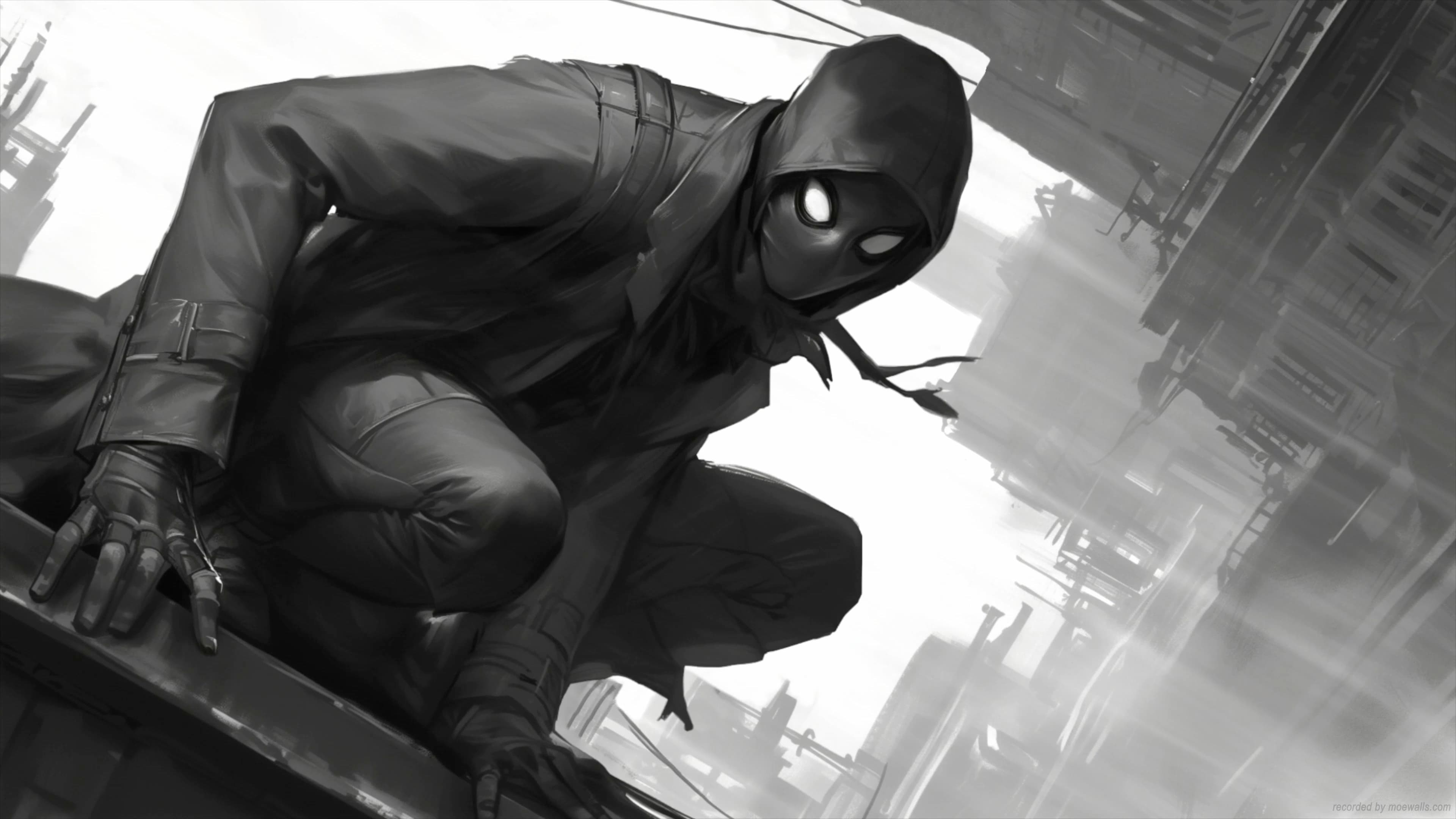Spider Man Monochrome — Sci-fi live wallpaper for Mac