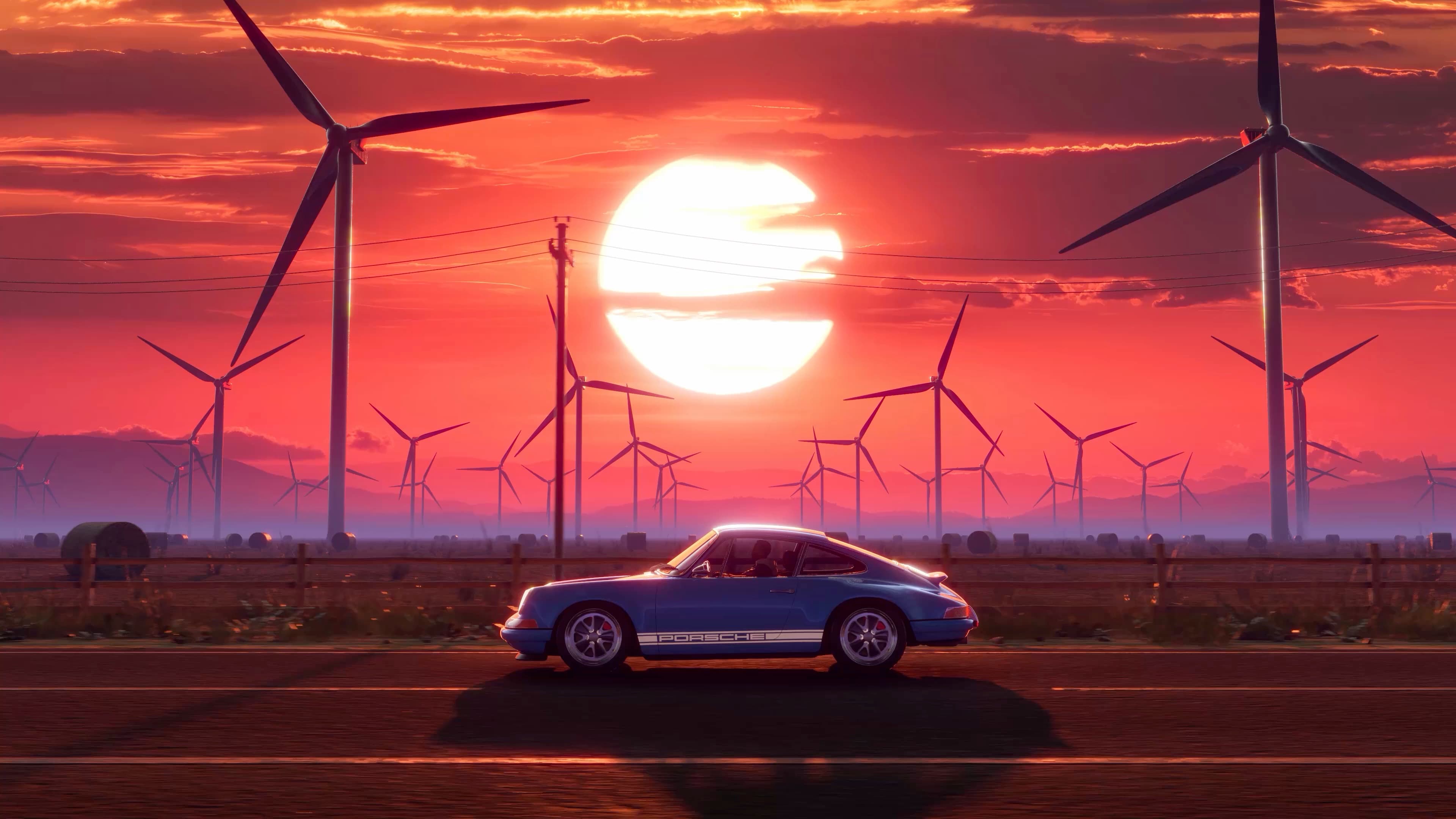 Windmill Sunset Drive — Nature live wallpaper for Mac