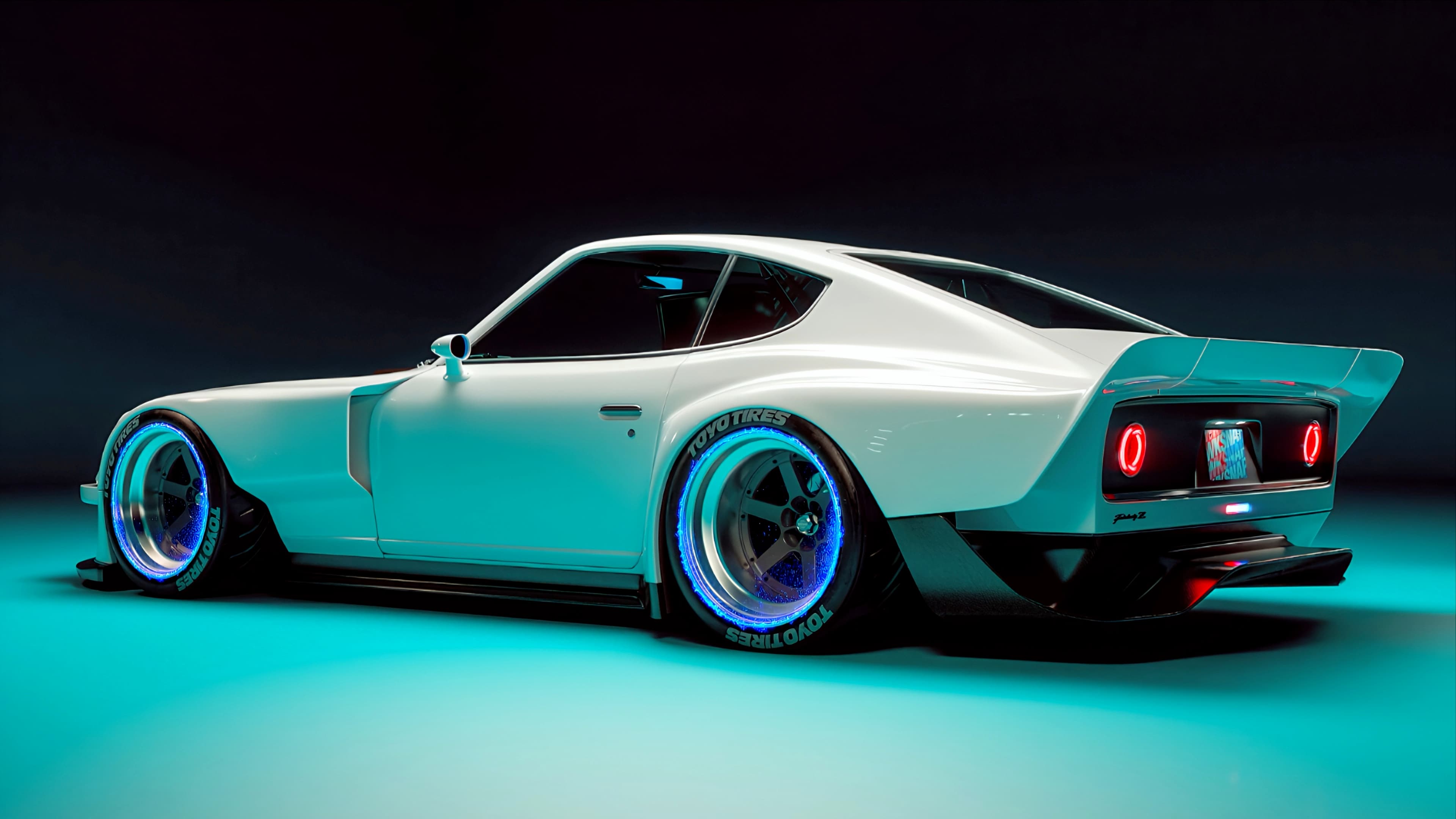 White JDM Coupe Neon — Cars live wallpaper for Mac